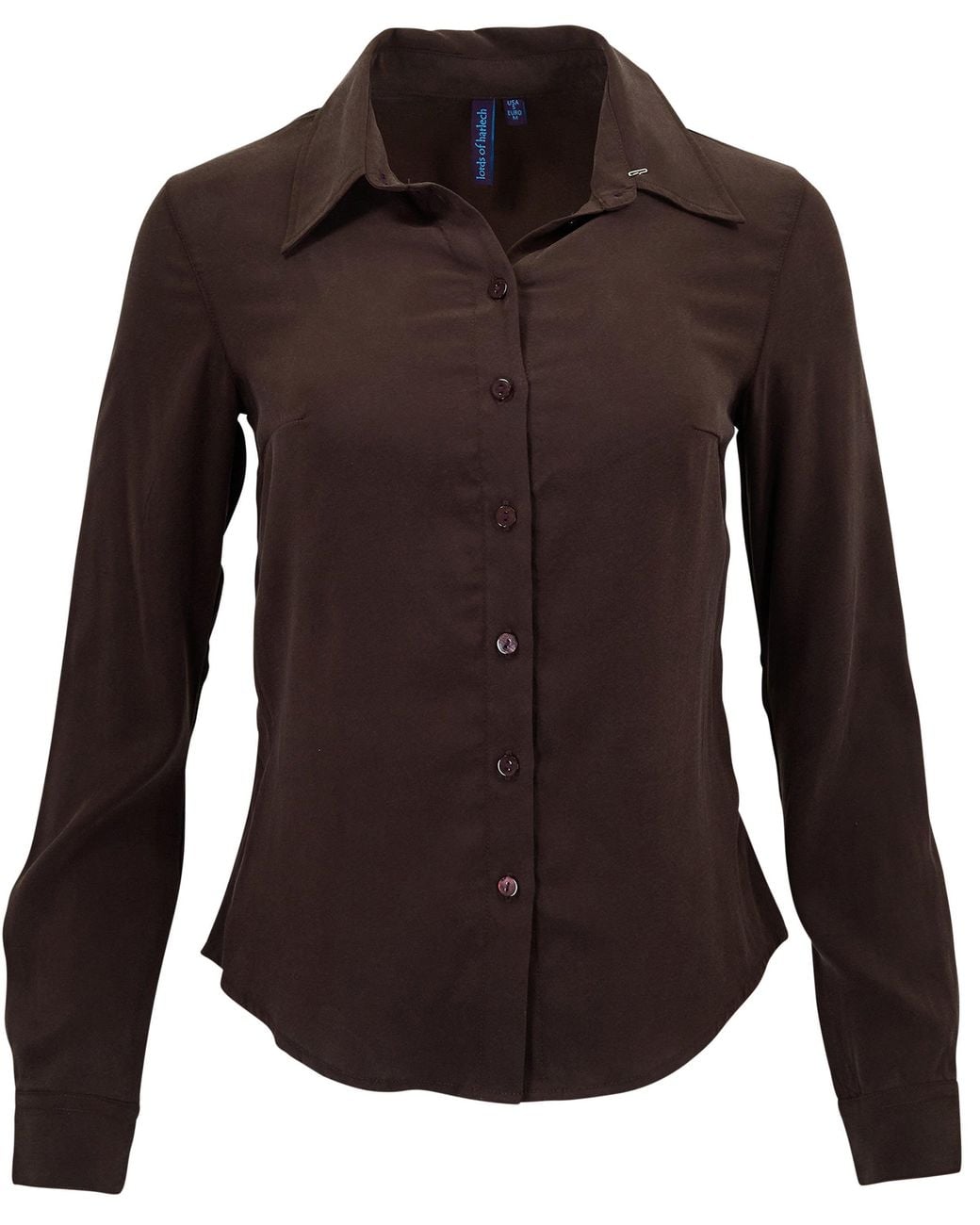 Lords of Harlech Sutton Brownie Stretch Silk Long-Sleeve Shirt