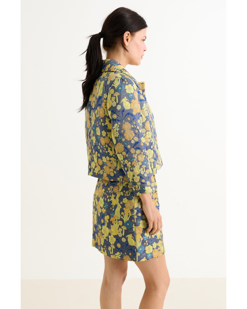 Louche Green Salut Fairytale Jacquard Cropped Jacket