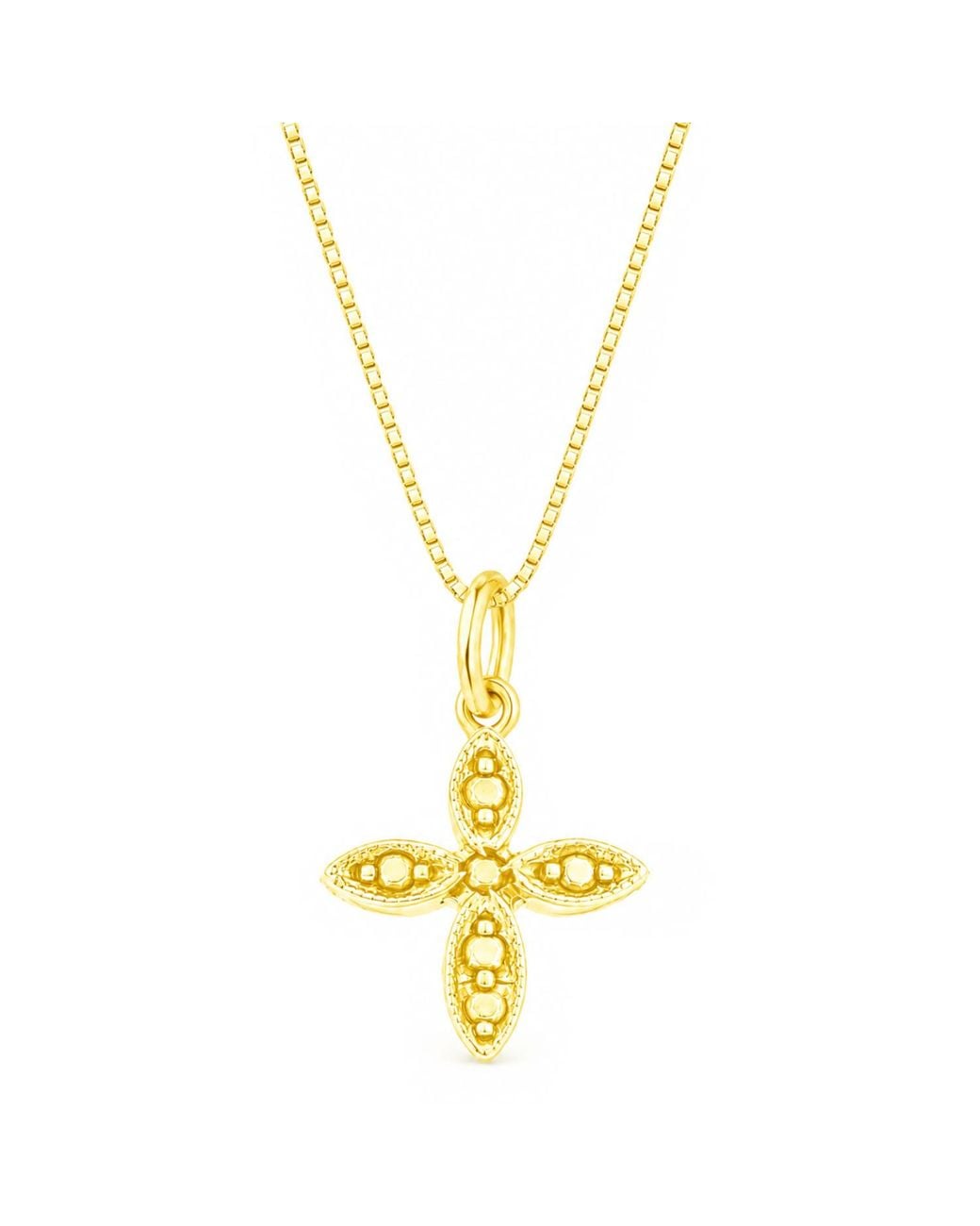 Unaloe Metallic Floral Cross Pendant Necklace – Vermeil