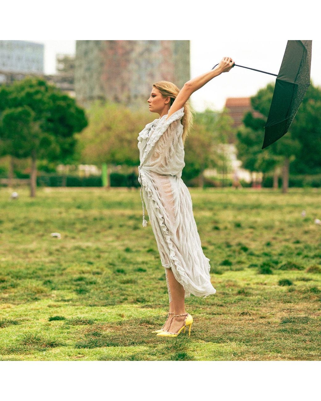 Miro Misljen White Zephyr Cloud Dress