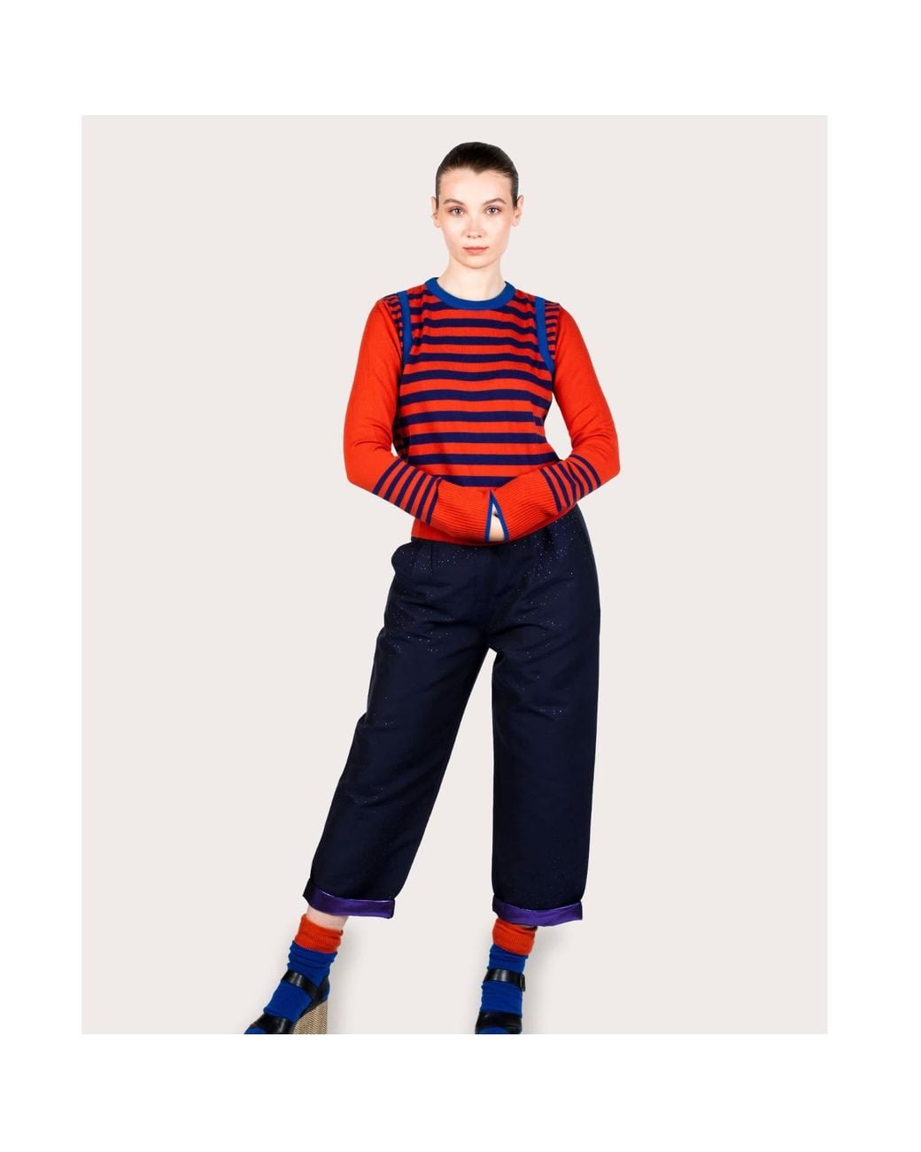 Lo Neel Fred Fire Striped Sweater Crewneck Jumper