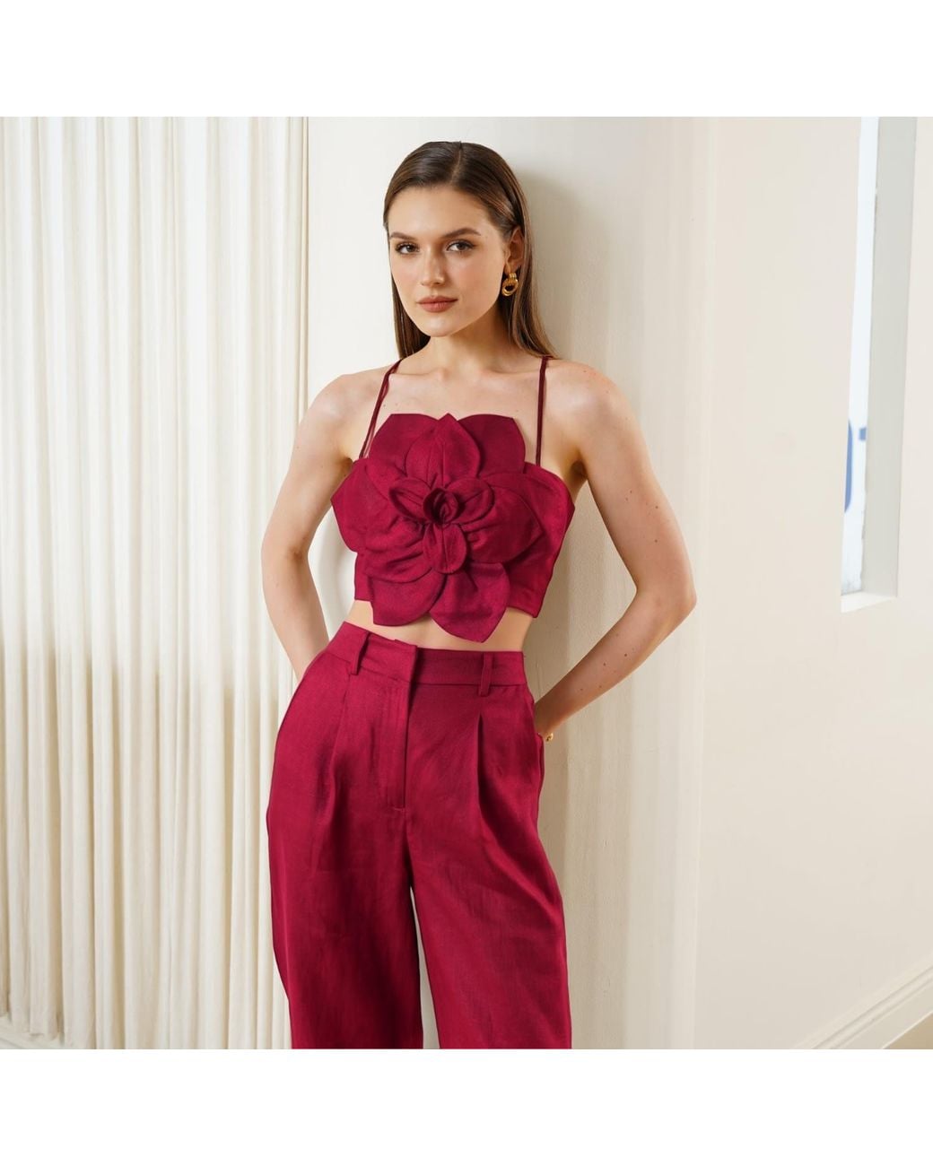 Yumi Kim Purple Sahara Burgundy Linen Top