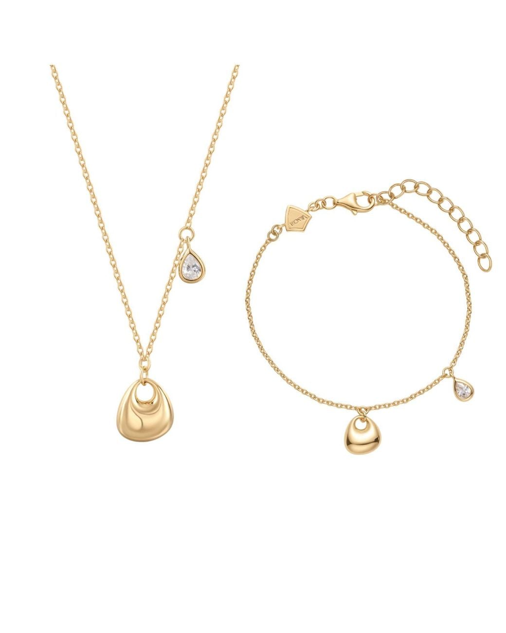 Vanhi Metallic Nora Double Pendant Necklace & Bracelet Set