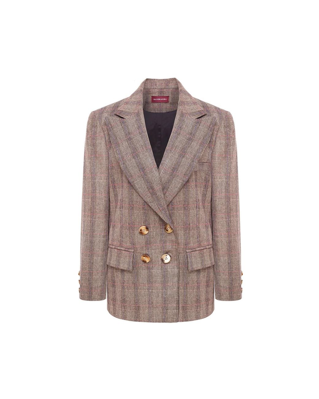 Mandragora Brown Double Breasted Checked Blazer Gante