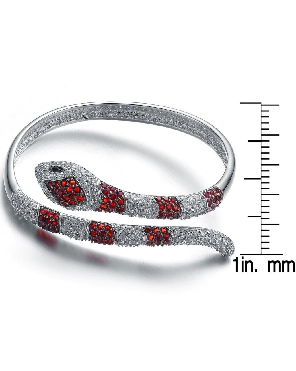 Genevive Jewelry Metallic Genevive Sterling Plated With Cubic Zirconia Serpent Bracelet