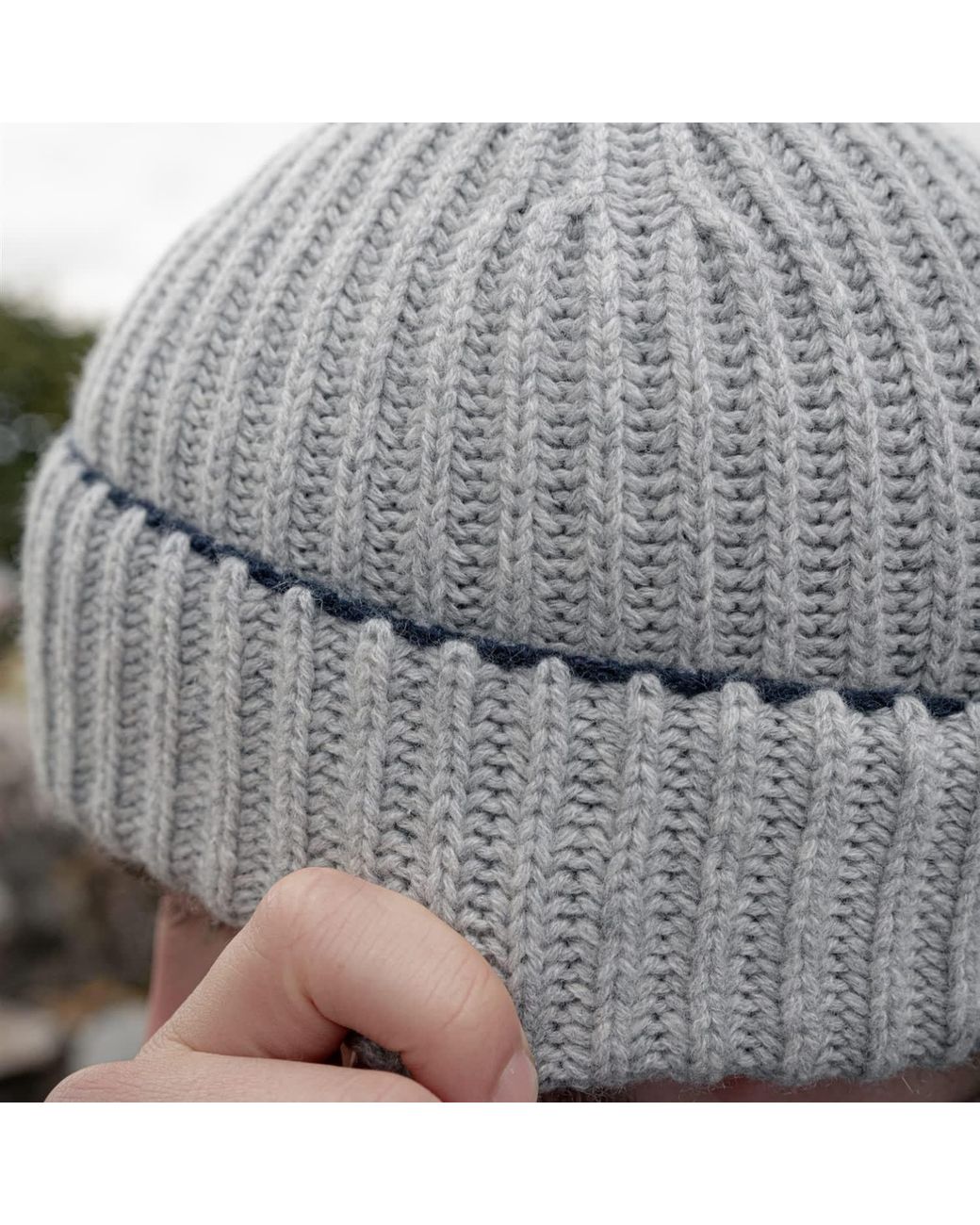 Kinalba Black Neutrals Gents Chunky Ribbed Cashmere Beanie Hat for men
