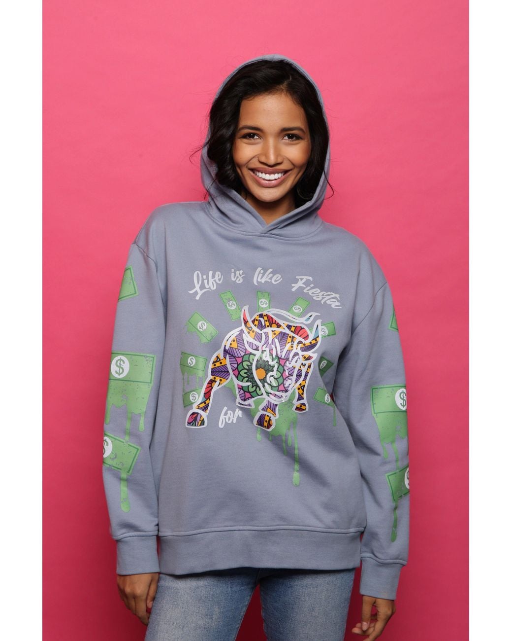Miracles Manifester Blue Inspirational Affirmation Hoodie With Reflective Design