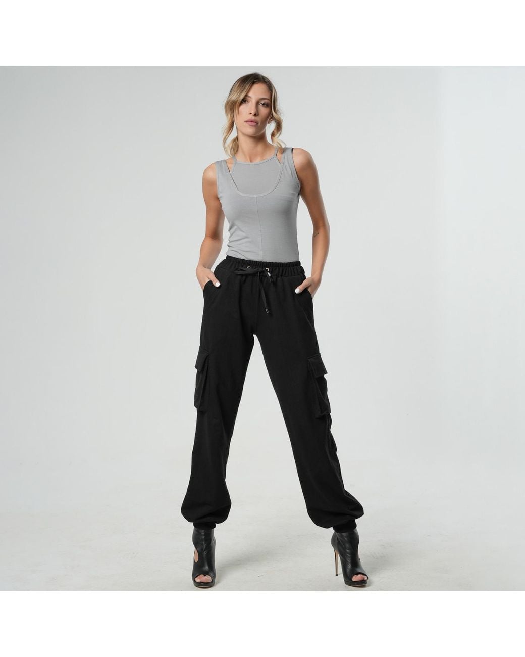 Metamorph Black Casual Cargo Pants