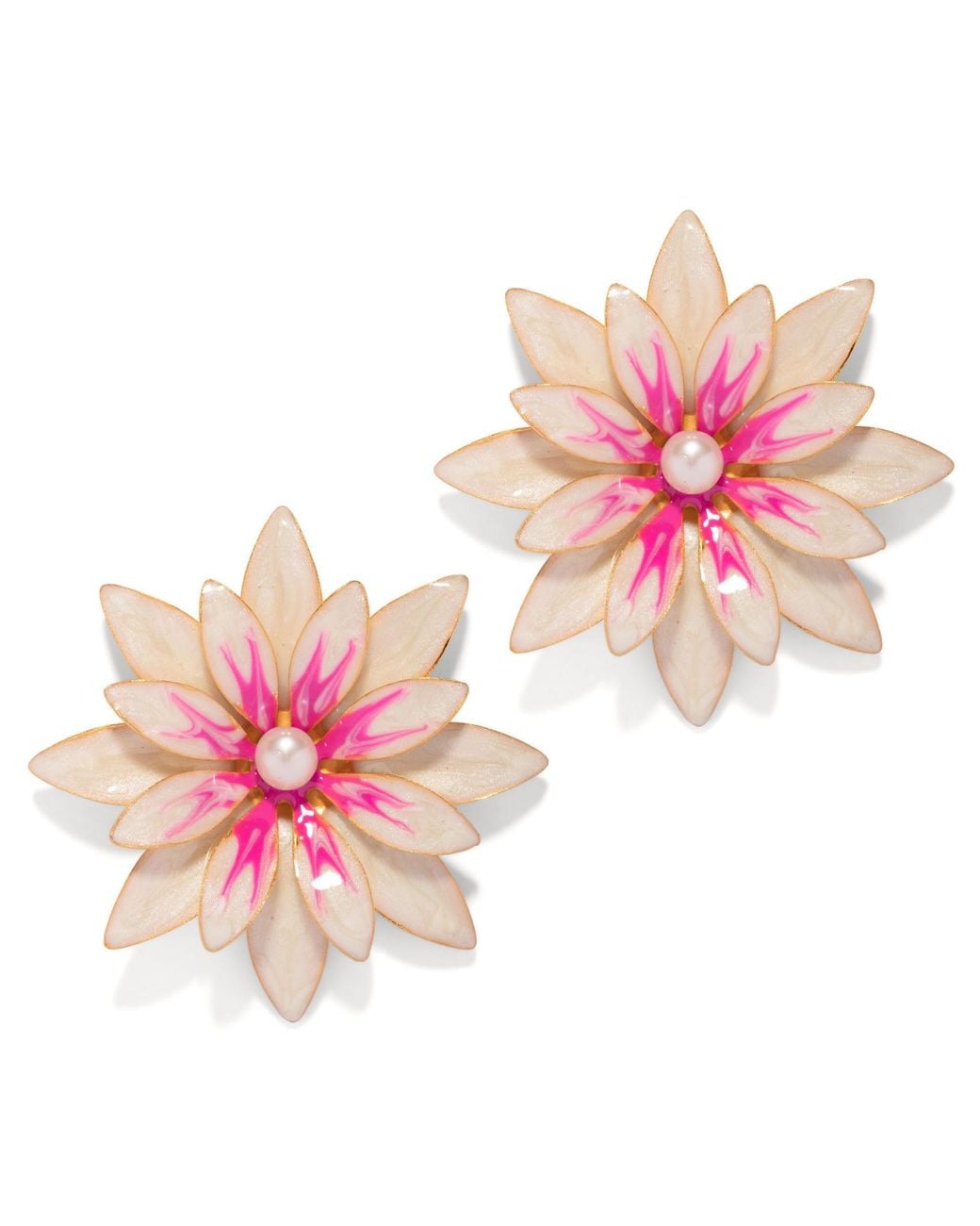 The Pink Reef White Hand Painted Azalea Earrings