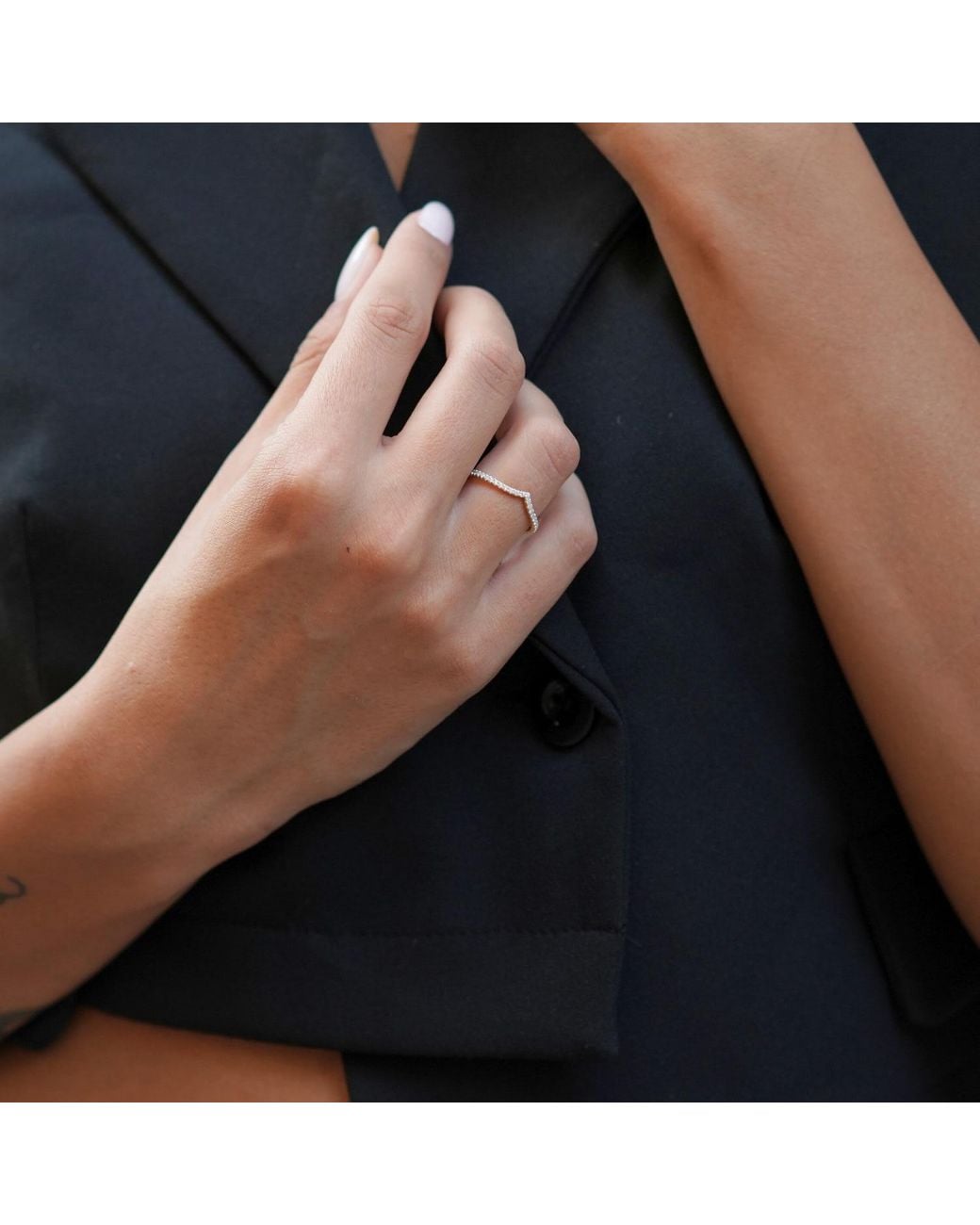 Spero London Metallic Sterling Wishbone Stacker V Ring Set