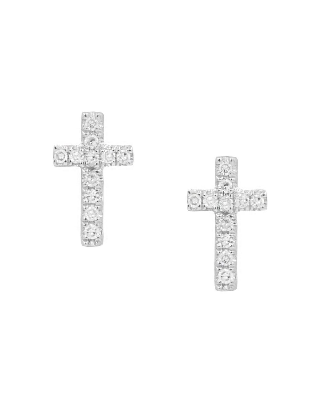 KAMARIA Metallic Cross Diamond Stud Earrings