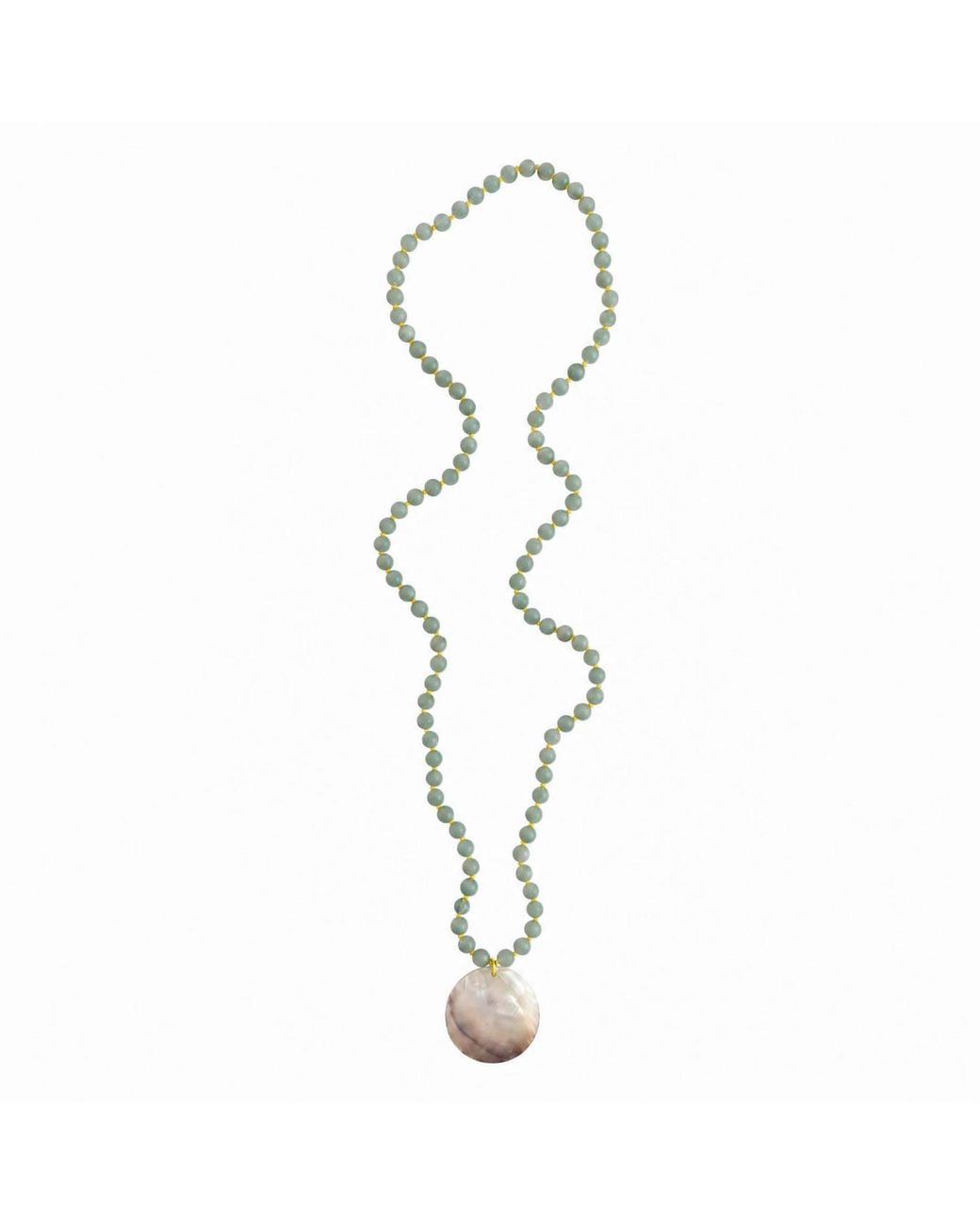 Heather Hawkins Jewelry Metallic Rockabye Long Gemstone Beaded Necklace With Coin Pendant