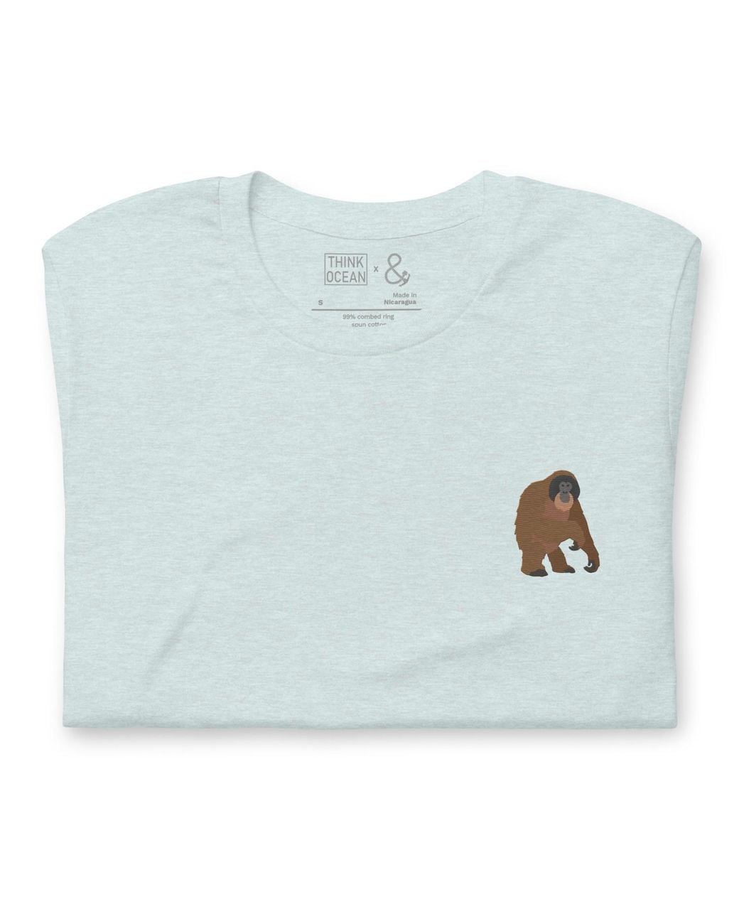 Anchor and Crew Blue Ice Think Ocean Orangutan Aspirations Cotton Embroidered T-Shirt