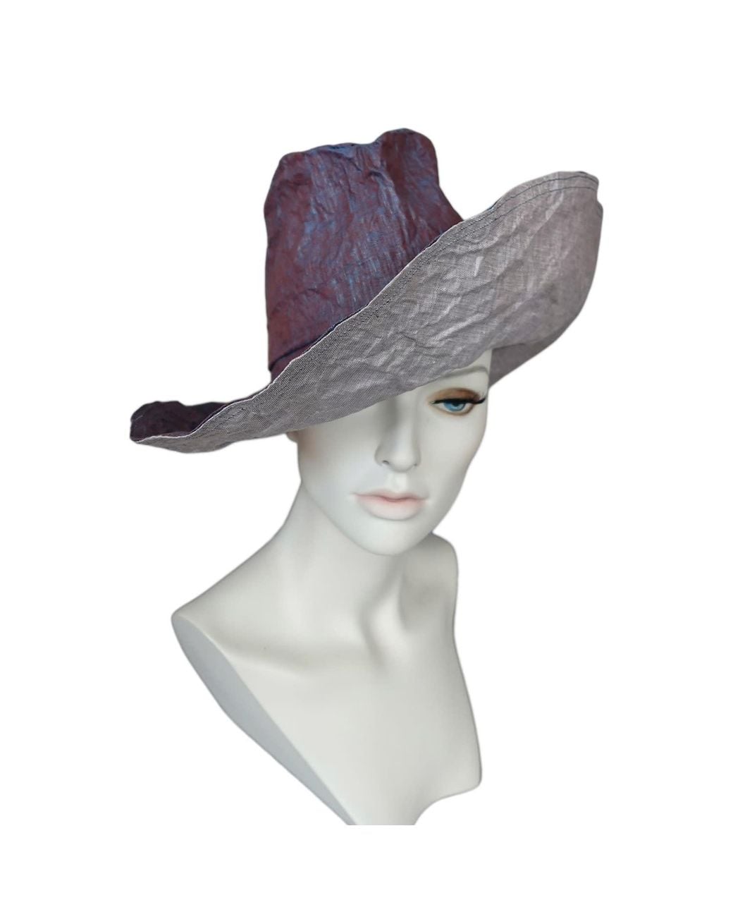Romer Millinery Purple Morphy Moldable Wide Brim Linen Travel Hat