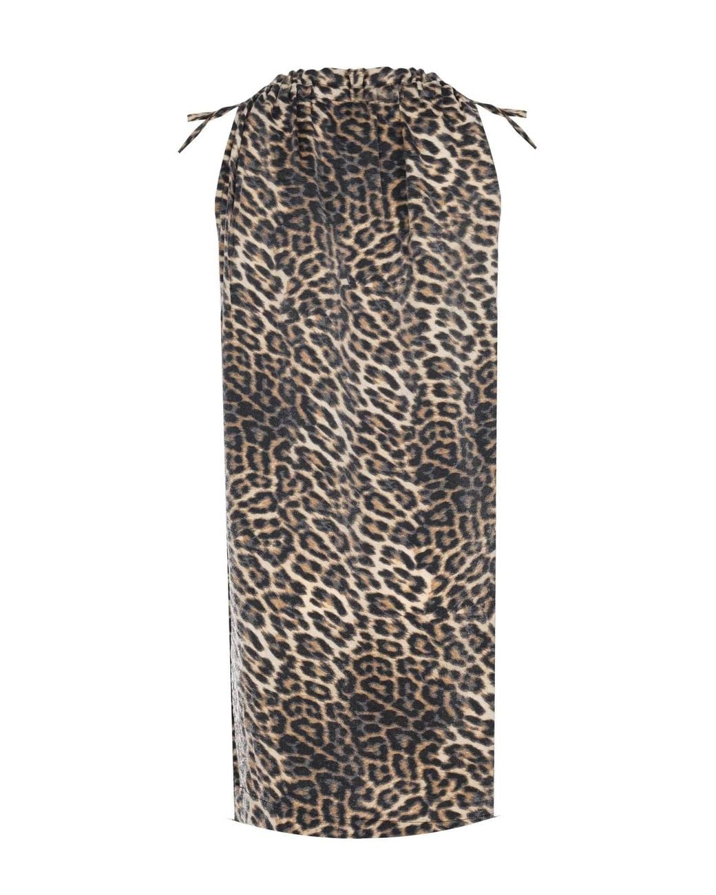 No'design Multicolor Halter Neck Tie-Detail Pocket Leopard Mini Dress