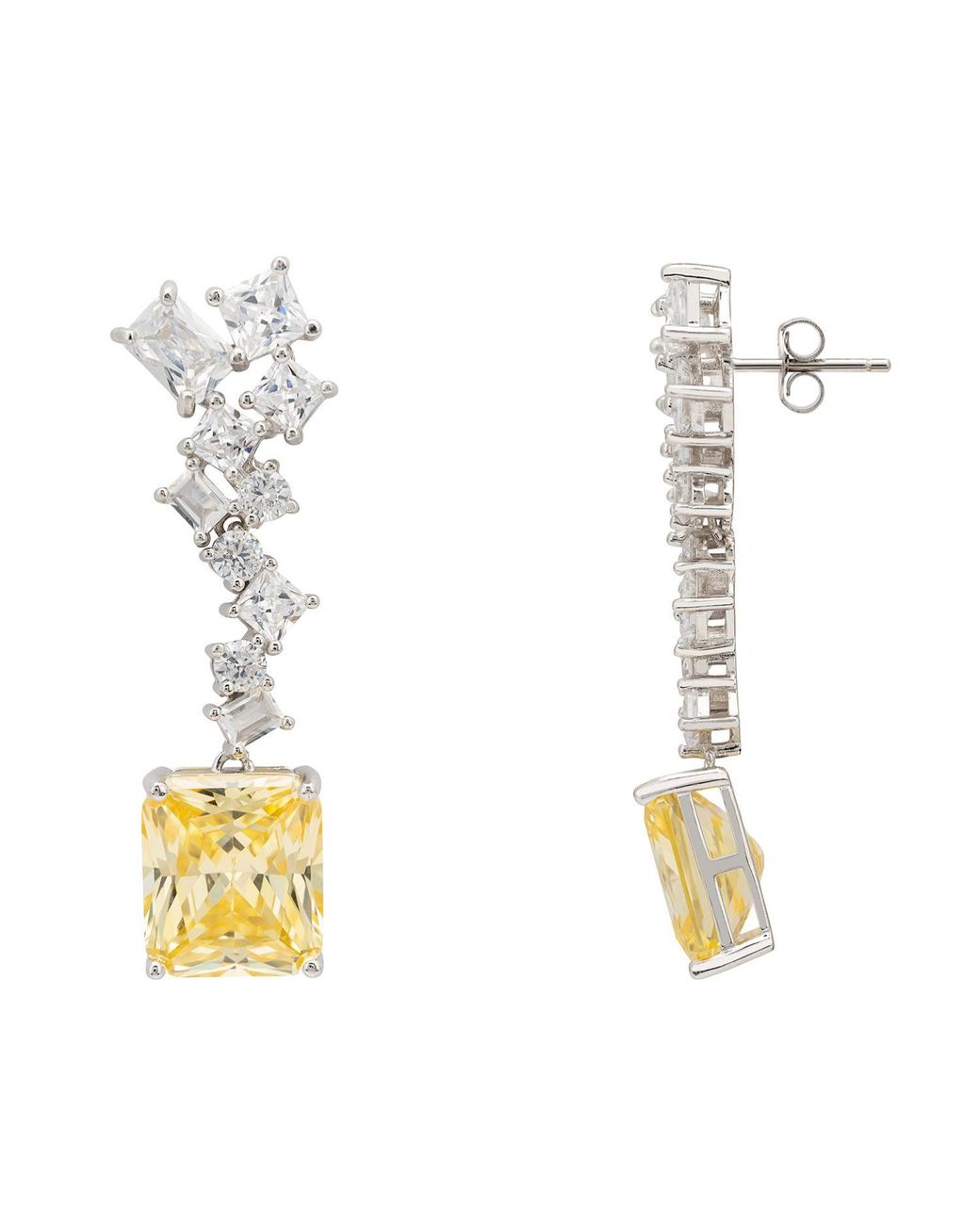Latelita London Metallic Diana Lemon Topaz Drop Earrings