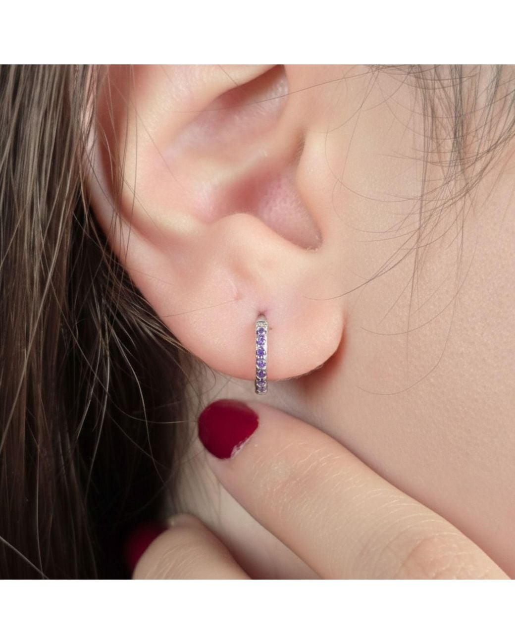 Sophelia White Amethyst February Birthstone Small Huggie Hoops