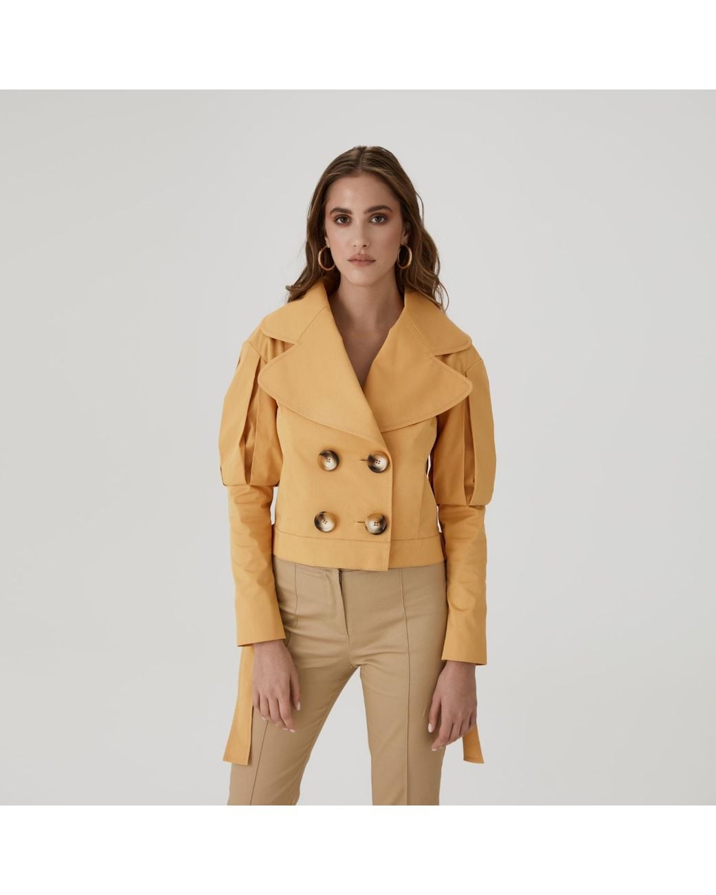 Lita Couture Brown Statement Jacket With Oversized Lapels