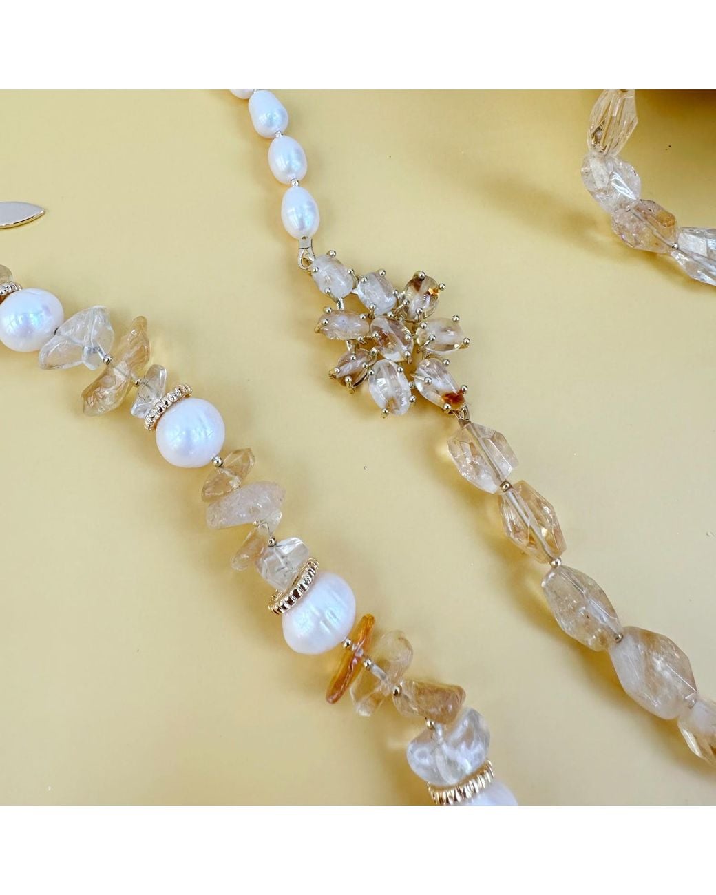 Farra Metallic Freshwater Pearls With Citrine Multi-Way Necklace