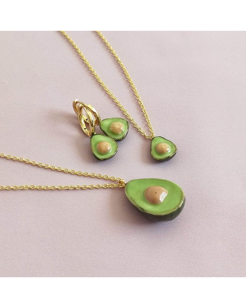 POPORCELAIN Green Mini Porcelain Avocado Earrings