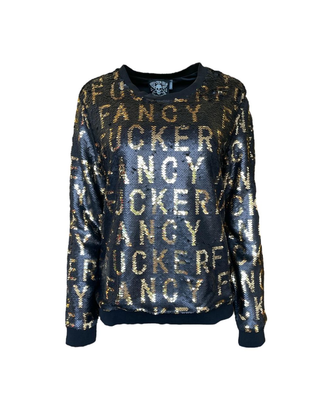 Any Old Iron Black Fancy Fucker Sequin Sweatshirt