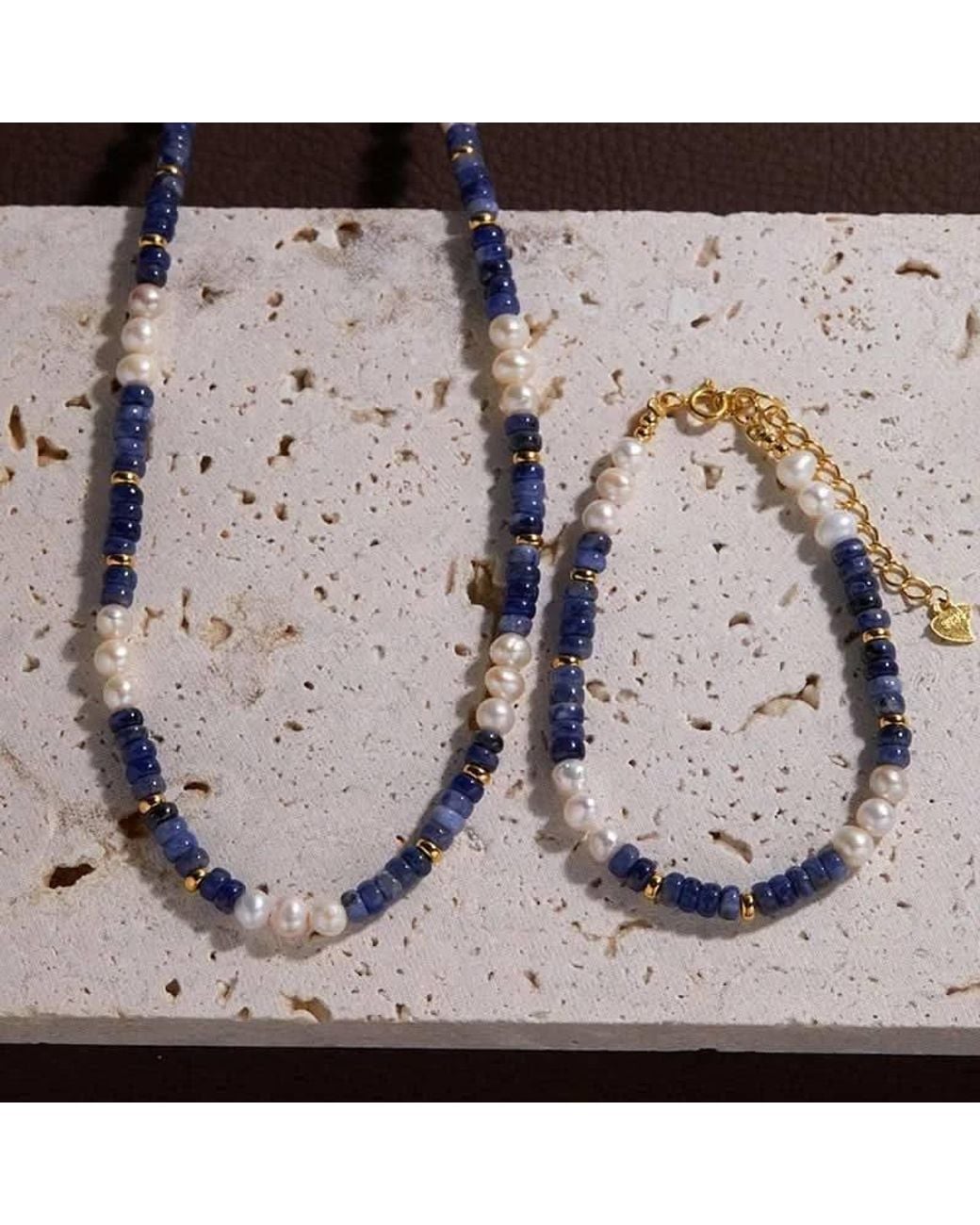 Angel Barocco Blue Natural Pearl & Stone Necklace