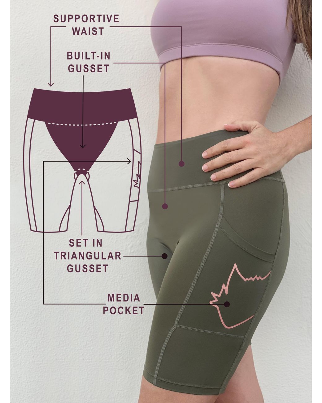 Foxies Green Ultra Comfy Shorts With Built-In Undies Zero Vpl. Stylish Coverage