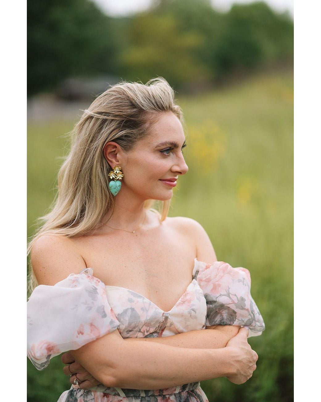 The Pink Reef Green Puff Heart Earring