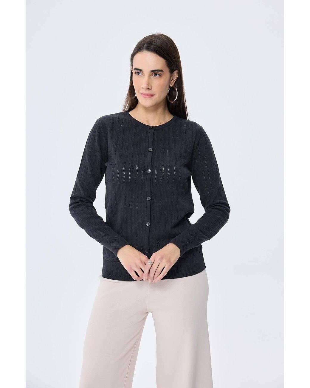 Peraluna Blue Celine Openwork Knit Cardigan