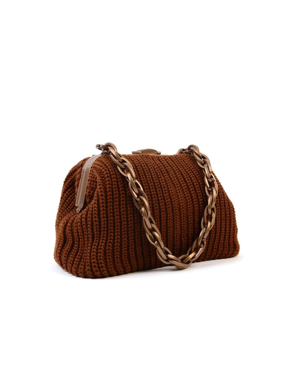 SJW BAGS LONDON Brown Balmoral Knitted Purse Clutch
