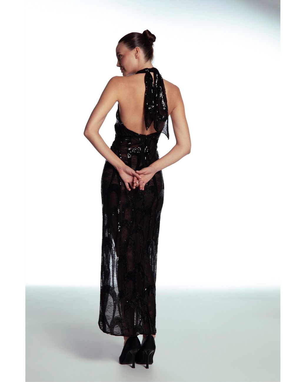 Room 24 Black Iris Sequin Lace Dress