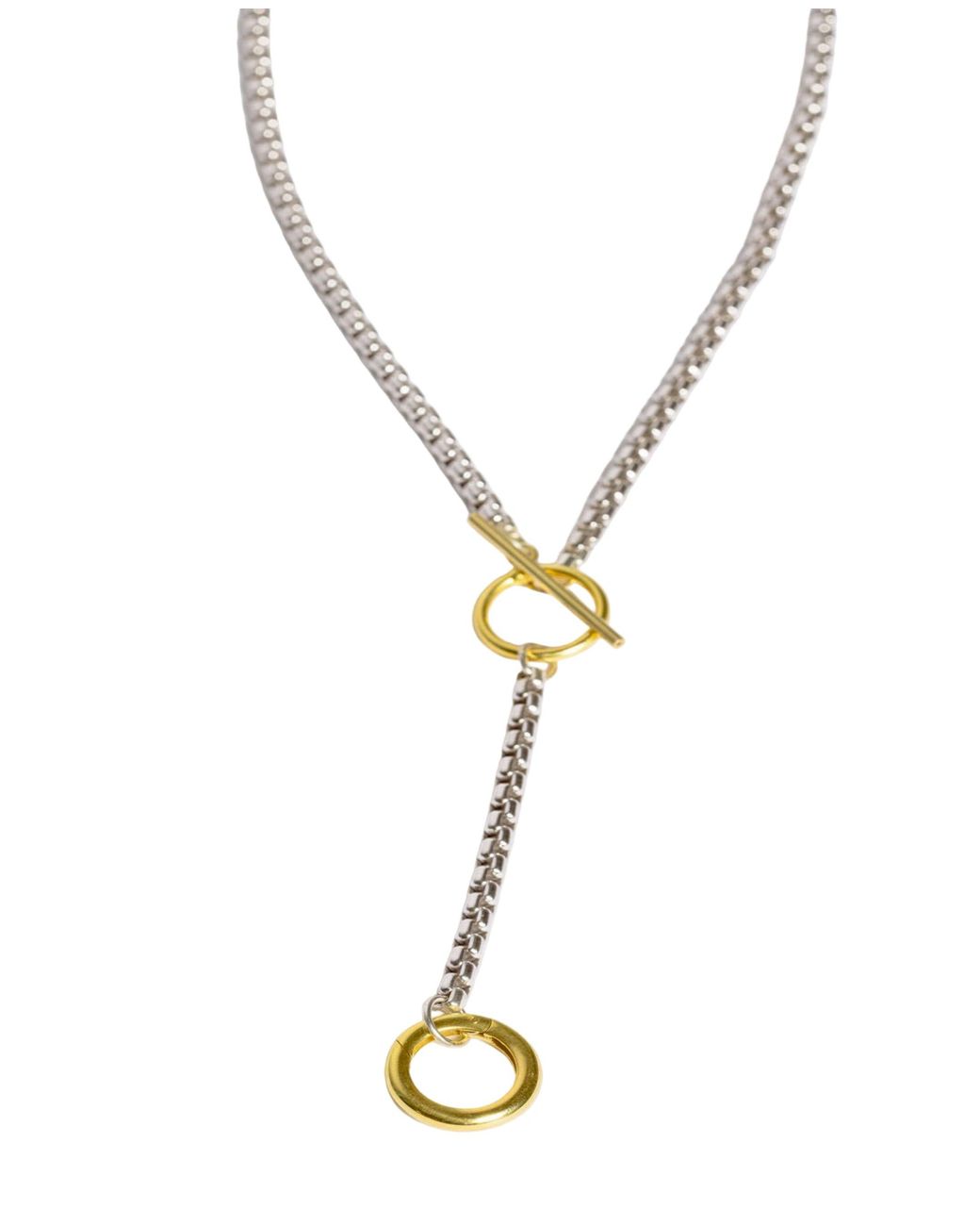 Florentis Jewellery Metallic Double Hoop Lariat Necklace