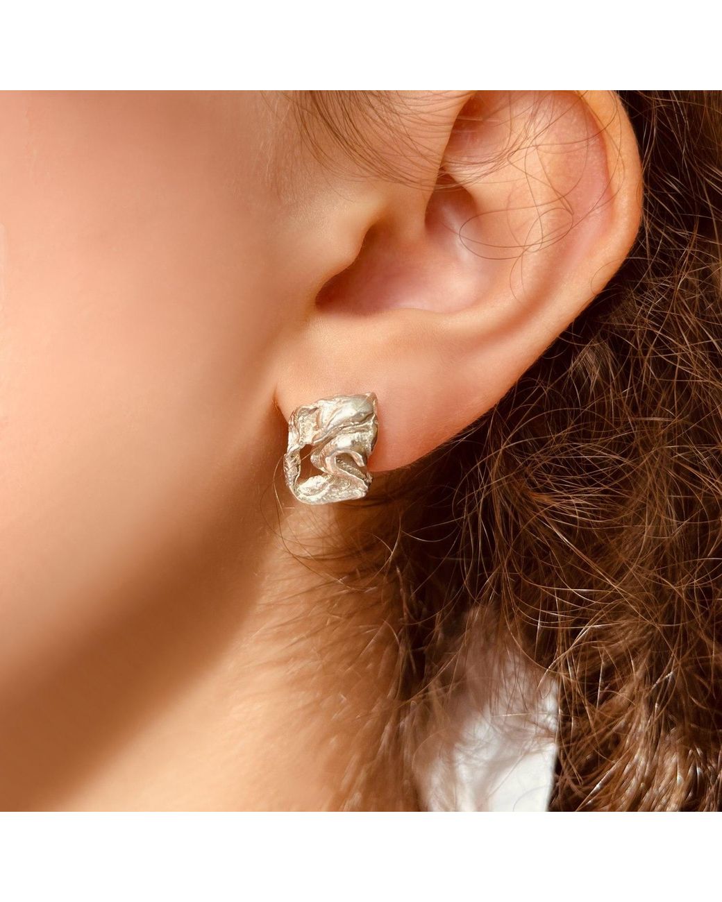 Bio-Trimmings Metallic Carrara Stud Earrings