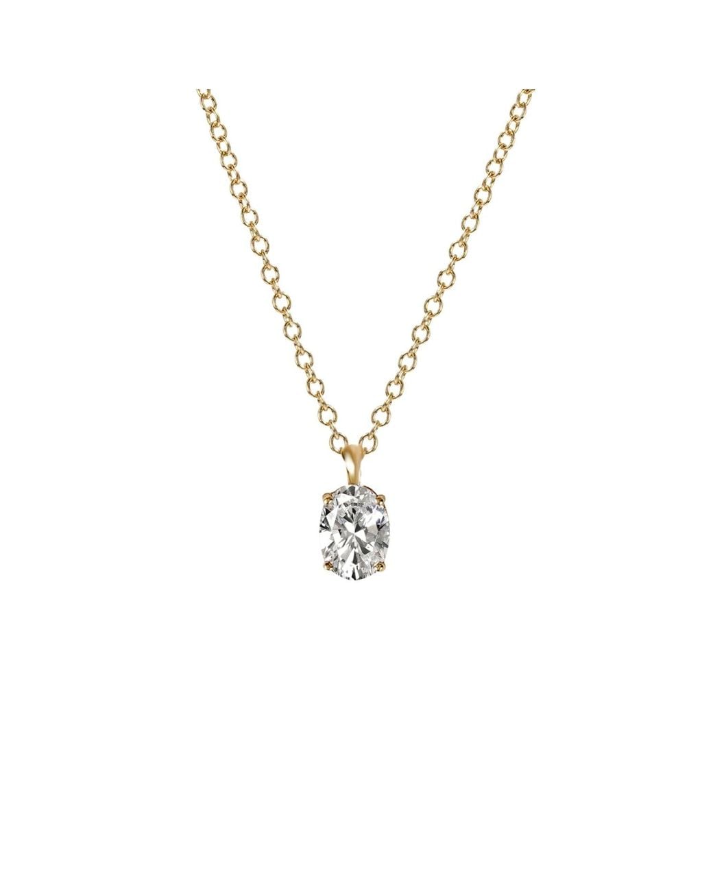 Diamonbliss Metallic Embellished Swarovski Stone Plated Sterling Solitaire Oval Cut Pendant Necklace One Carat