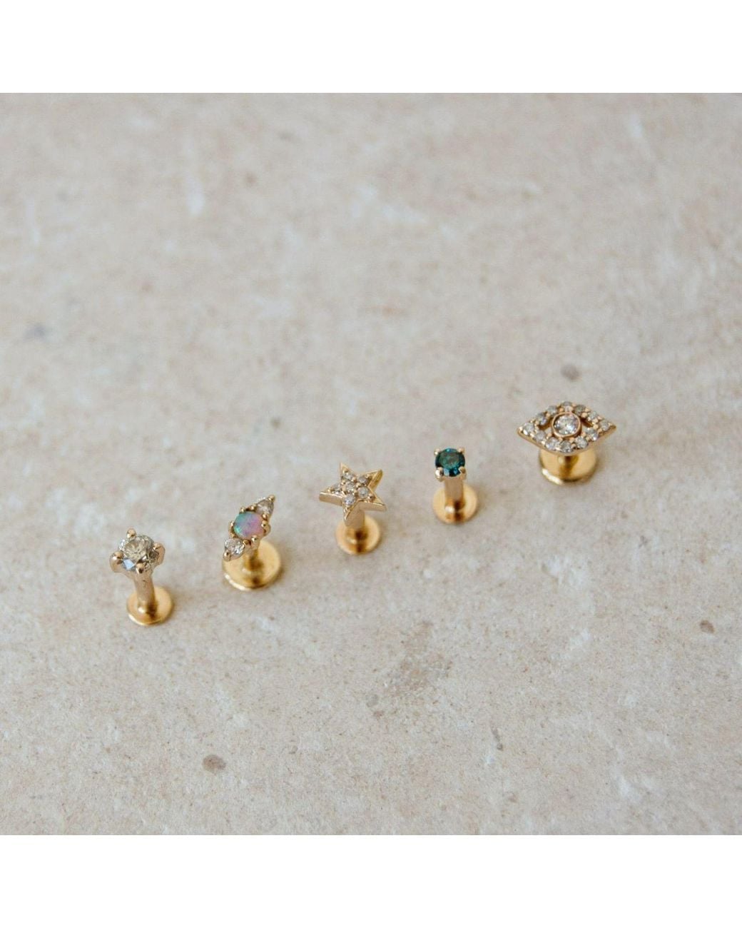 Zohreh Metallic Diamond Solitaire Flat Back Earring Solid 9K
