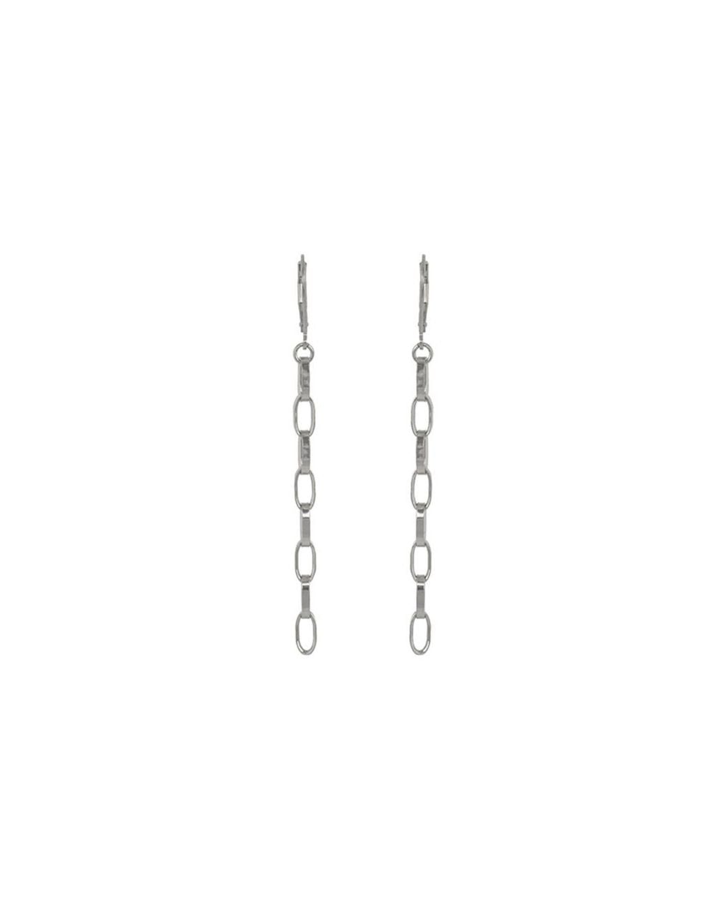 Edge Only White Oval Link Drop Earrings Sterling