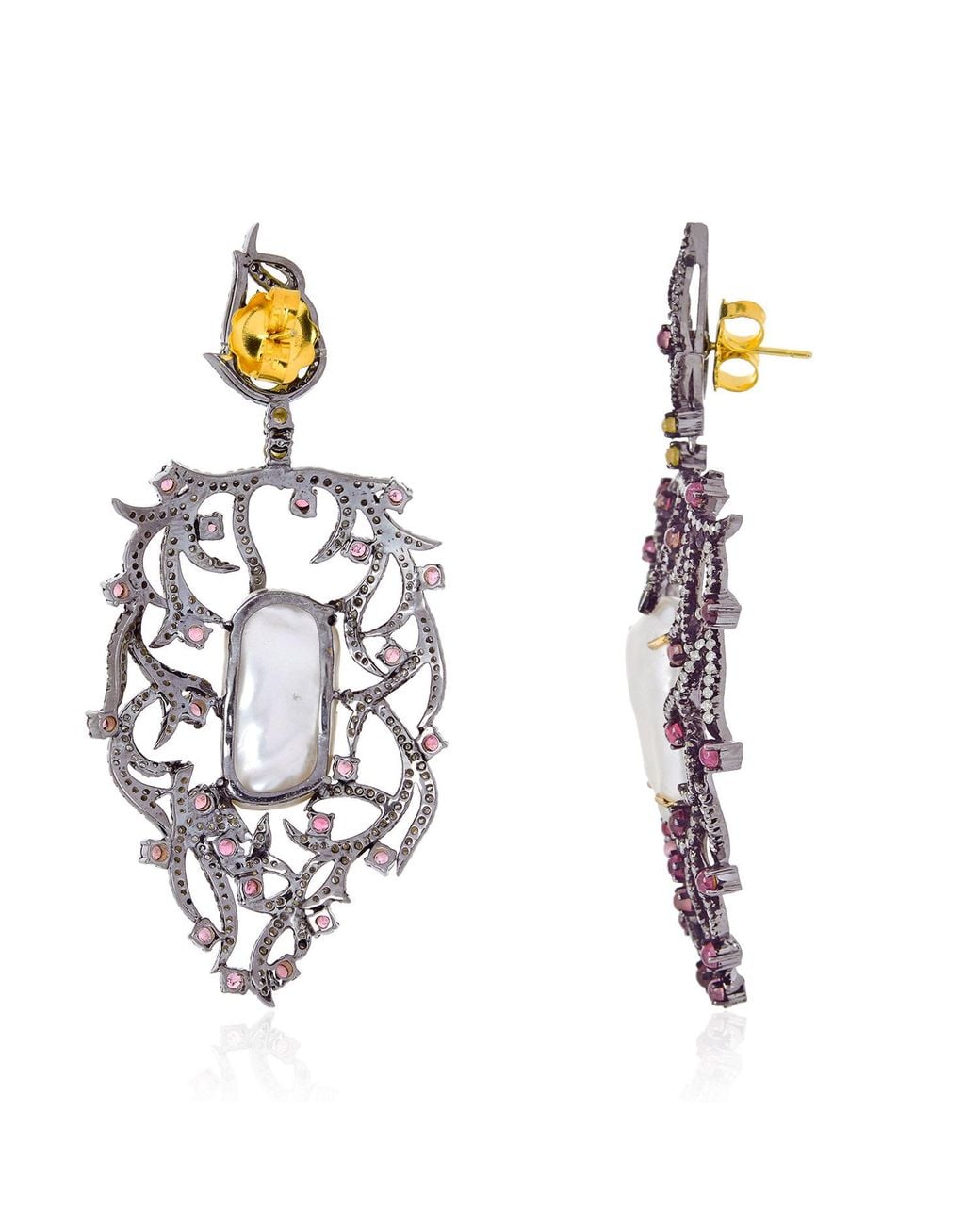 Artisan Metallic Diamond, Tourmaline & Baroque Pearl