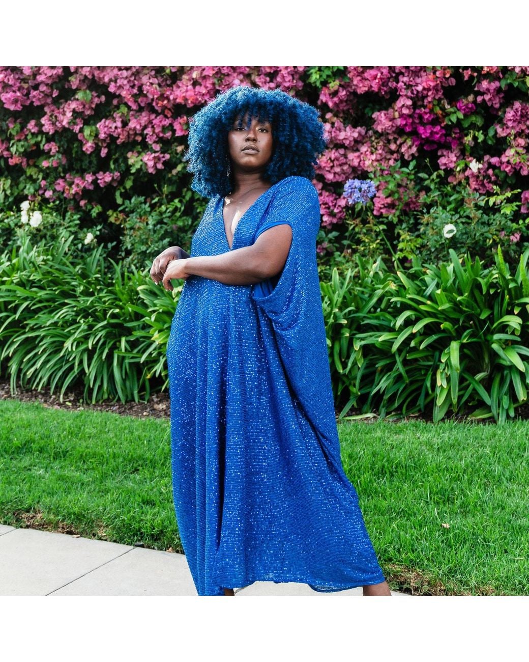 Jennafer Grace Blue Royal Sequin Caftan