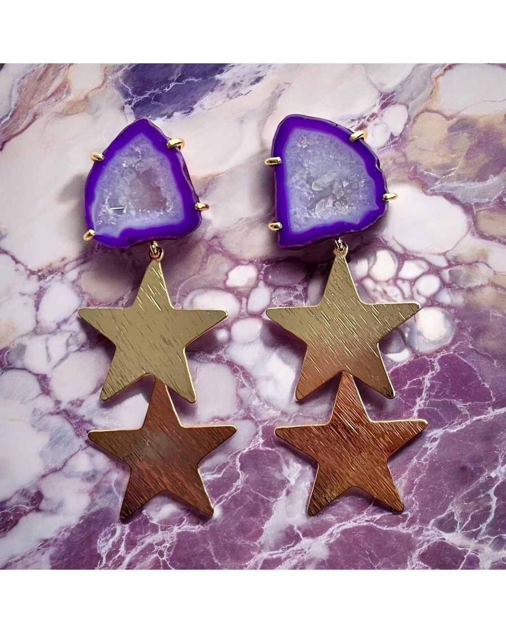 Magpie Rose Purple Double North Star Earrings
