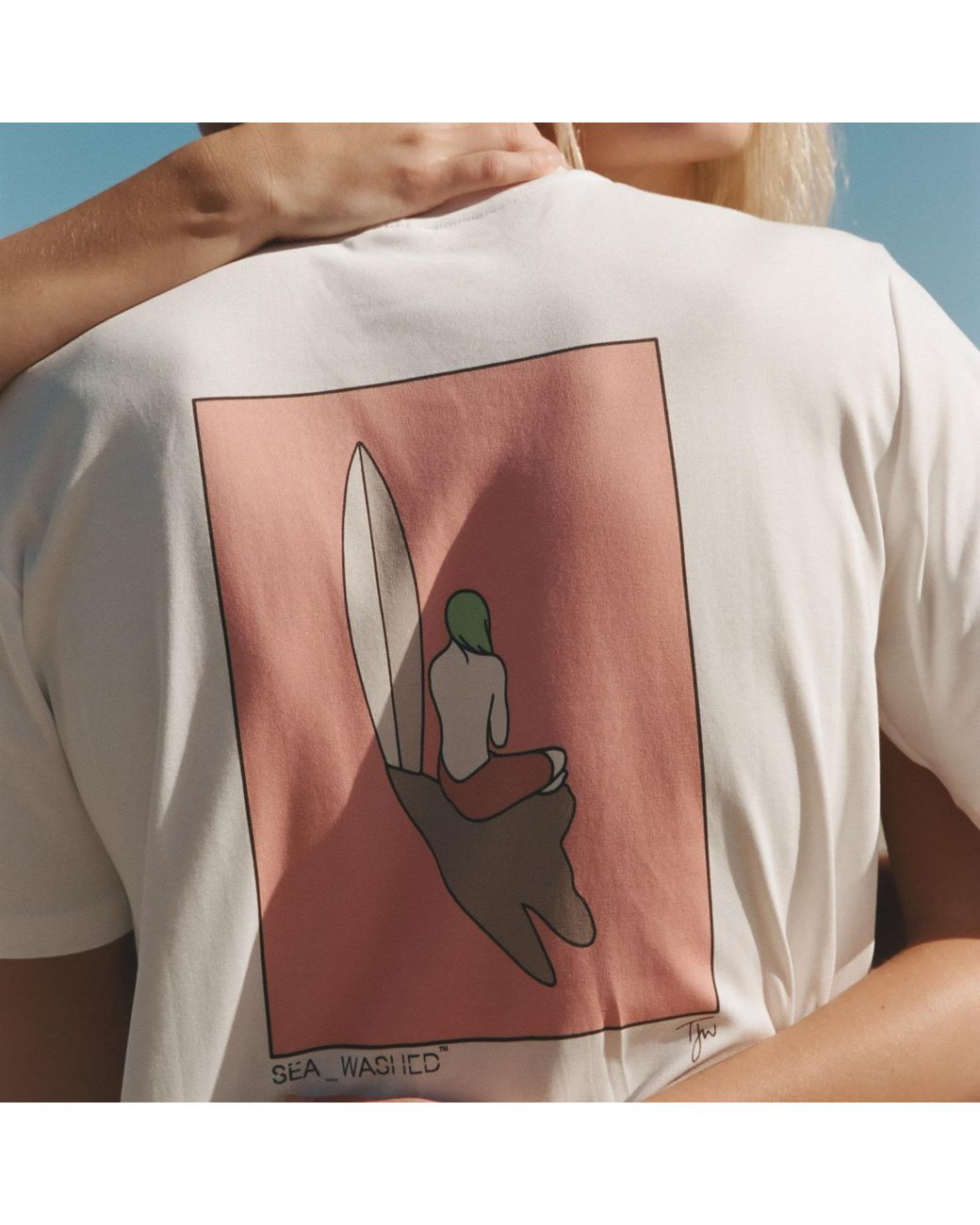 Sea_Washed White Sea Washed X Tom Jean Webb Surf Girl Tee for men