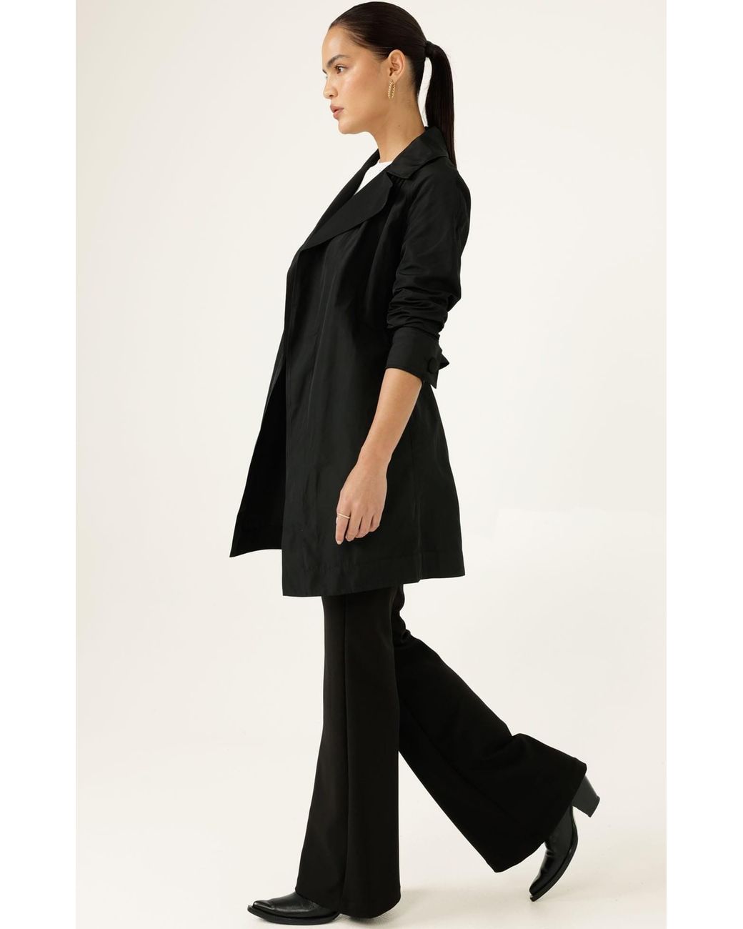 SACHA DRAKE Black Noir Water-Resistant Trench Coat