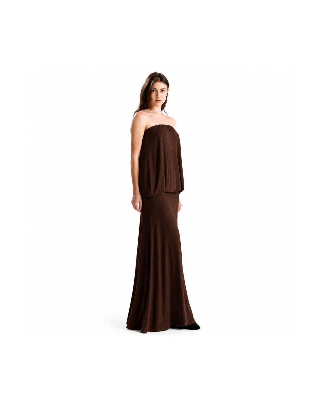 Maison De Gala Brown Valerie Mocha Maxi Dress