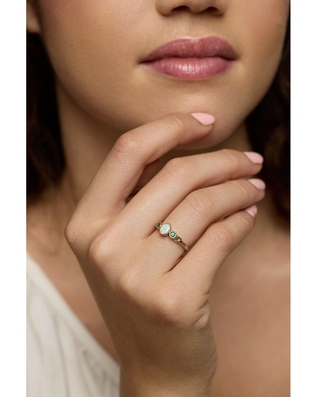 Isla Silver Metallic Emerald & Opal Vermeil Ring