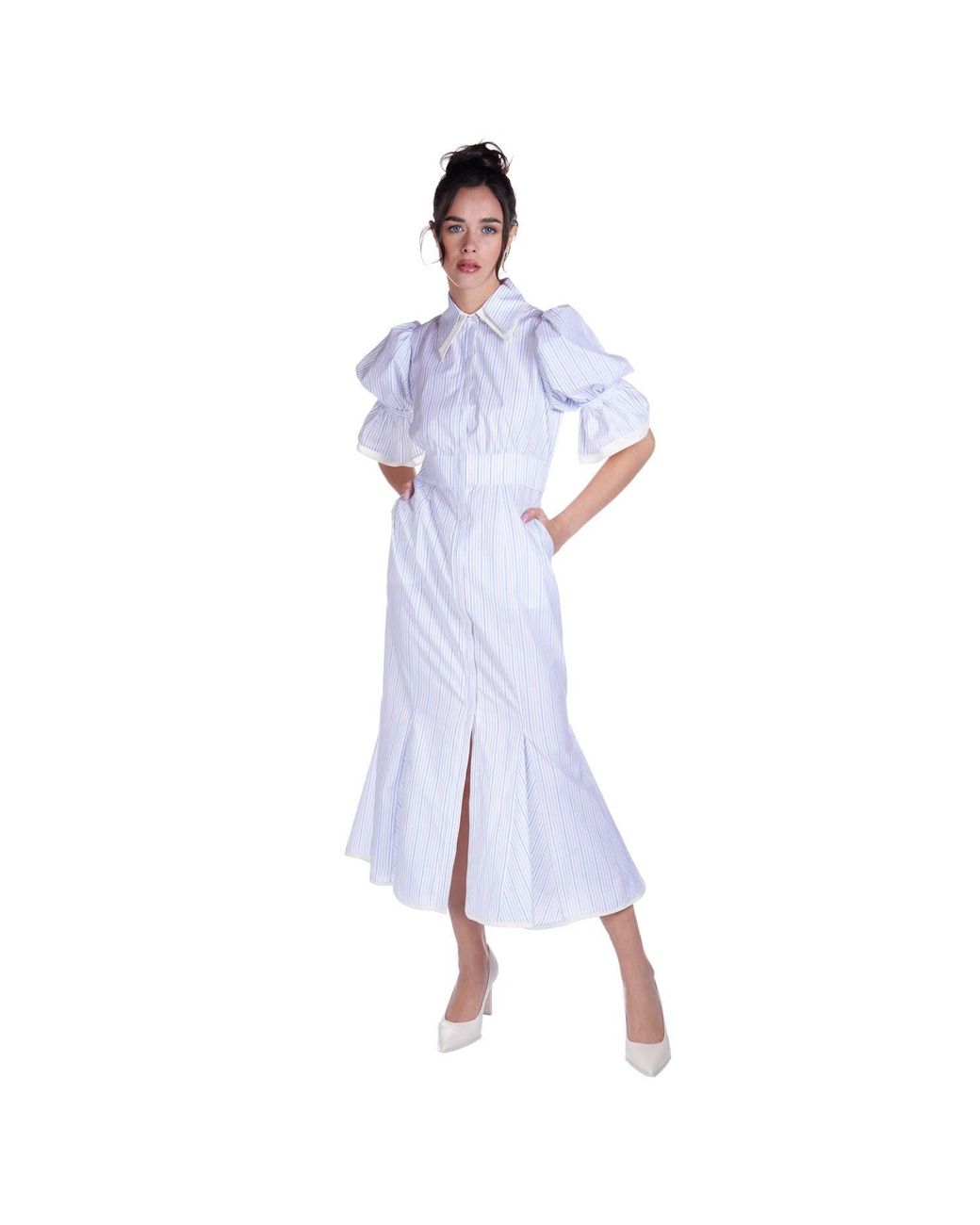 Sofia Tsereteli Purple Cotton Midi Chemise
