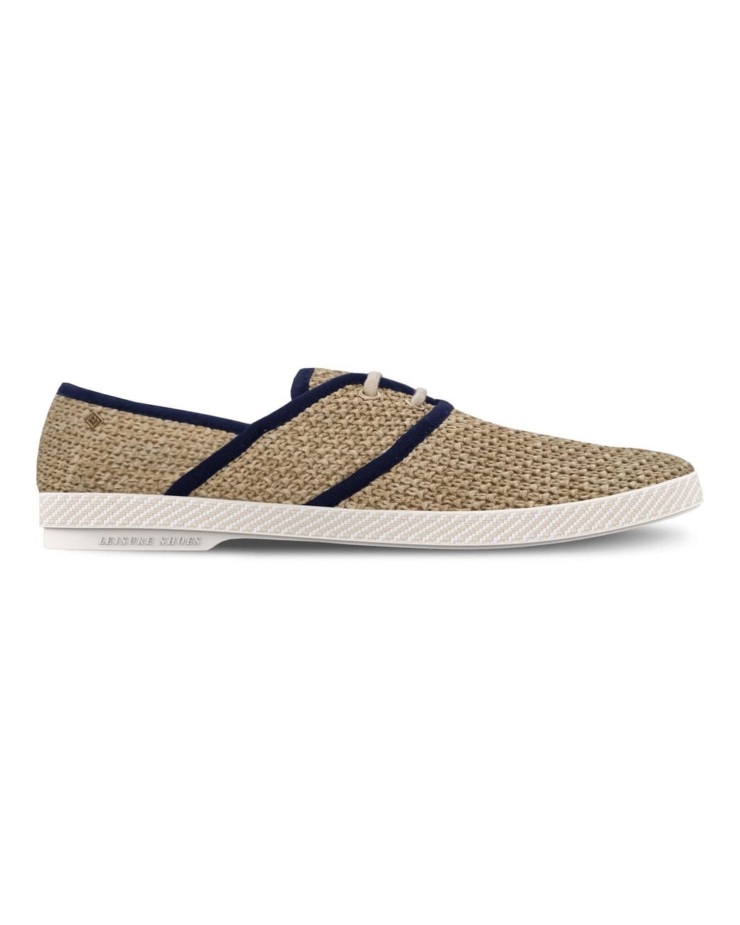Rivieras Brown Neutrals Raffia Slip-On Loafer With Laces & Trim
