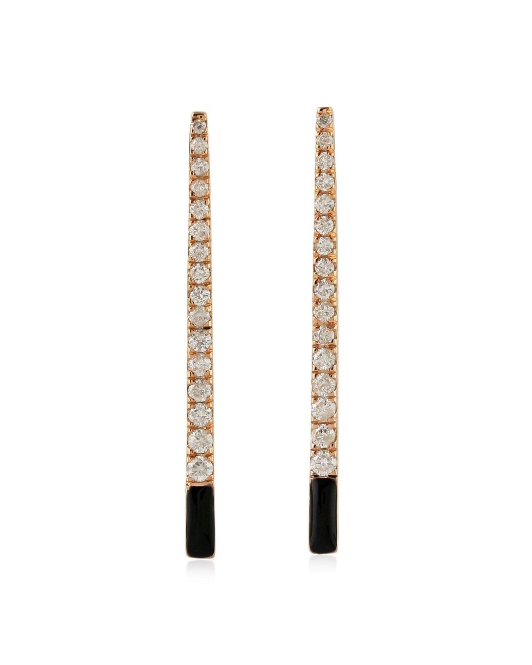 Artisan Metallic 14k Rose Gold With Pave Diamond Dangle Earrings Enamel Jewelry