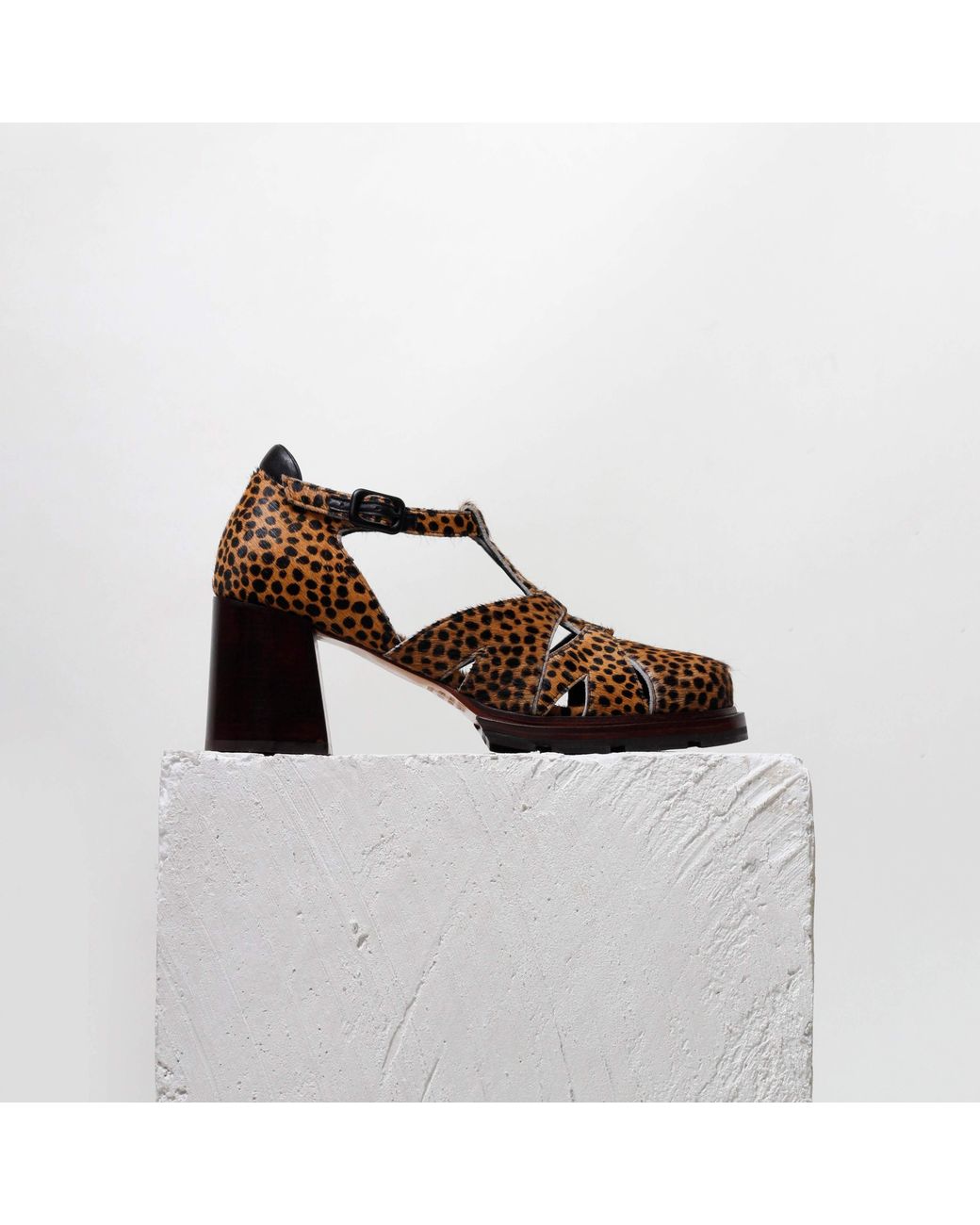 Mafalda Brown Maite Animal Print Heeled Sandals