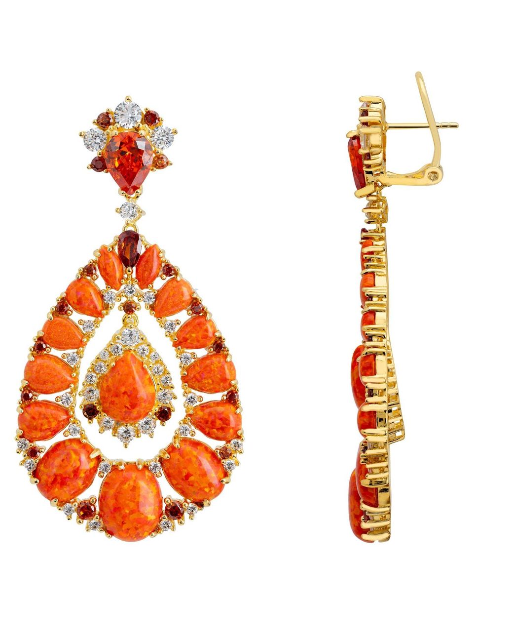 Latelita London Orange Paloma Fire Opal Drop Earrings