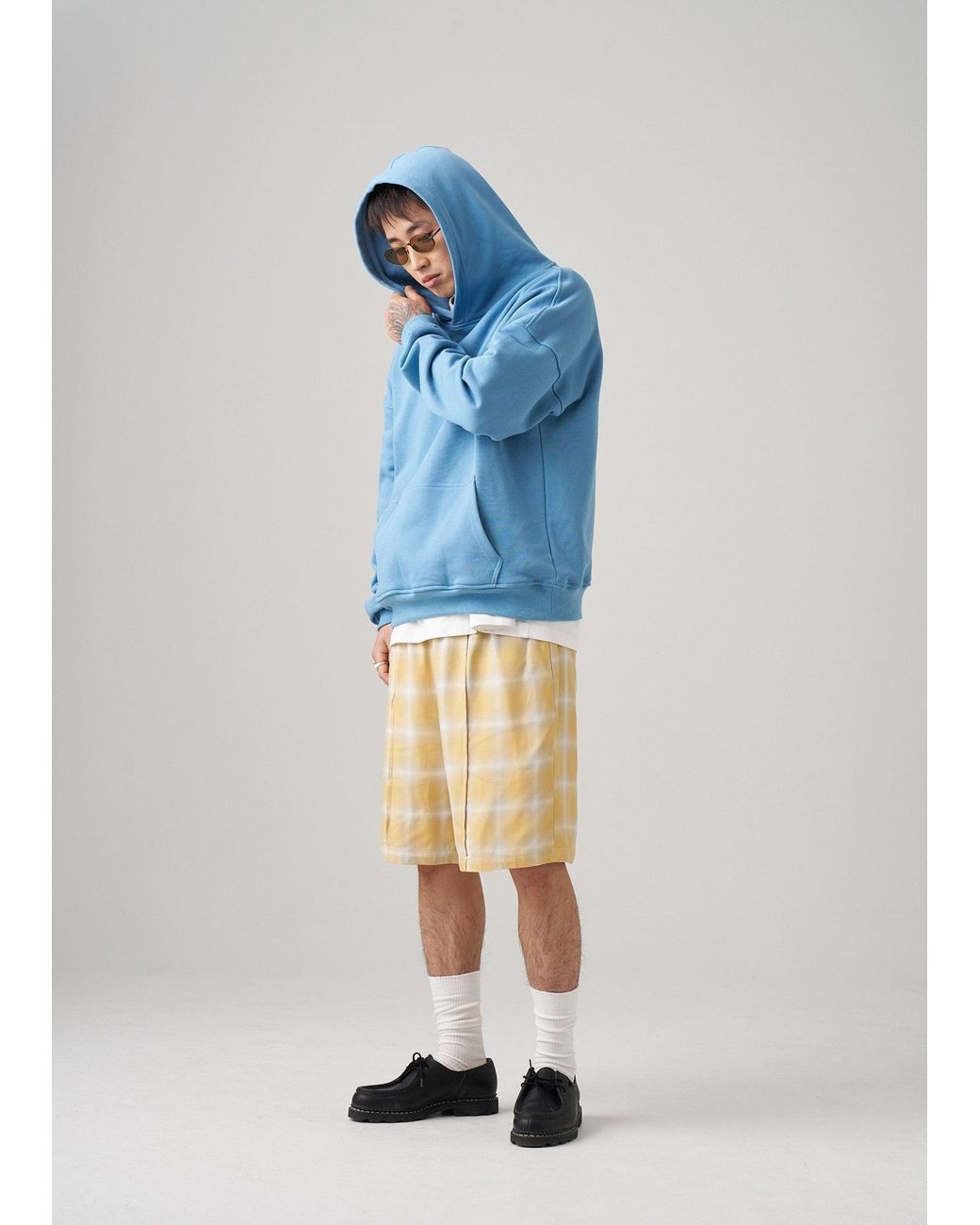 Éclectique Blue Lightweight Terry Hoodie for men