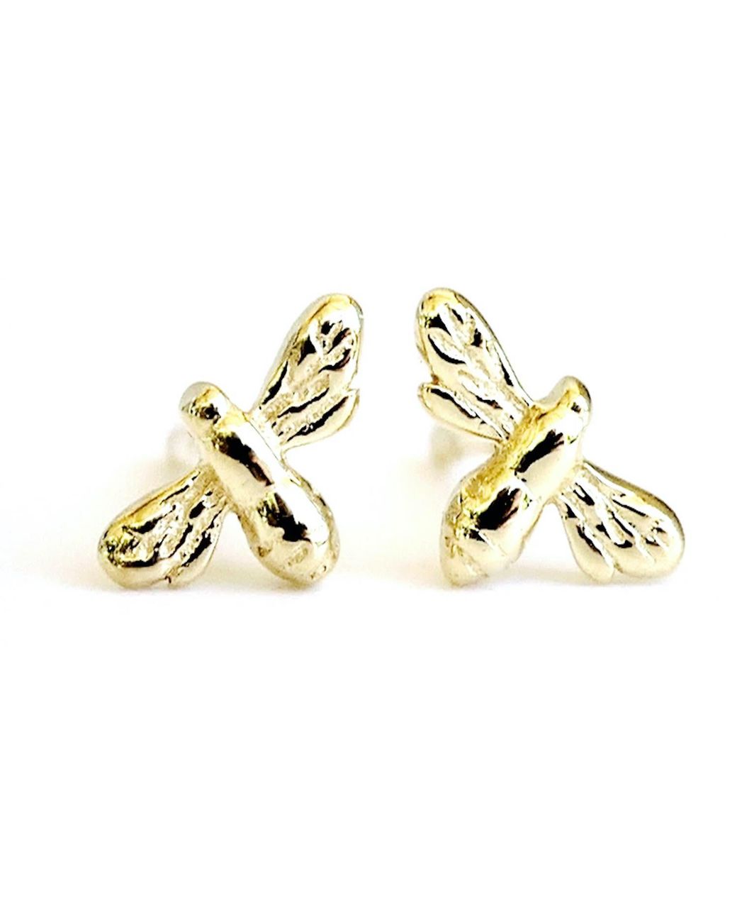 Lime Tree Design Metallic Mini Bee Stud Earrings Vermeil
